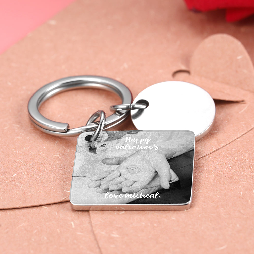 Custom Photo Calendar For Family, Couple, Besties Square Photo Calendar Keychain - gift for anyone, dog lover, cat lover, who lost a loved one - Personalized Keychain