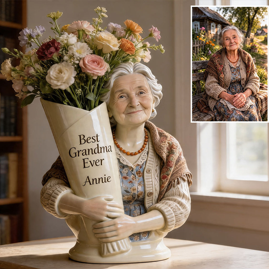 Flower Bouquet Vase - Personalized Grandma Acrylic Flower Vase