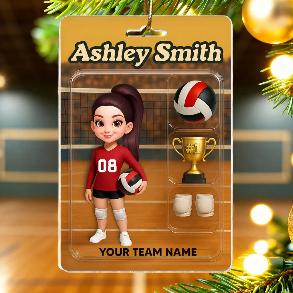 Acrylic Ornament - Custom Volleyball Player on Court, Festive Keepsake, Easy to Hang, Unique Gift for Players & Coaches
