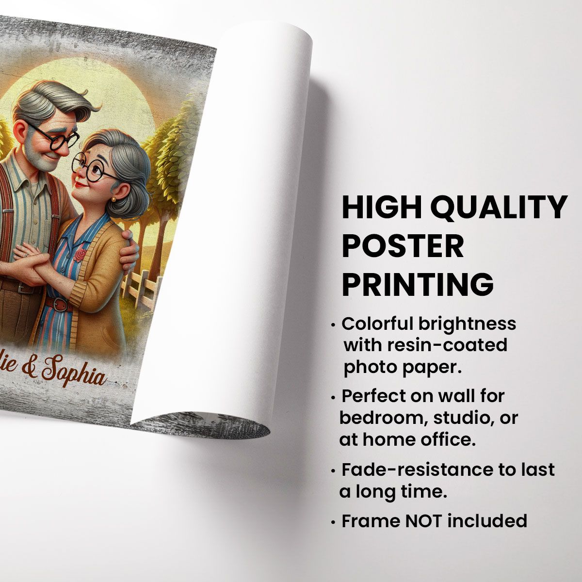 Personalized Elderly Couple Embrace Poster or Canvas - "I Had You and You Had Me" Romantic Keepsake Gift