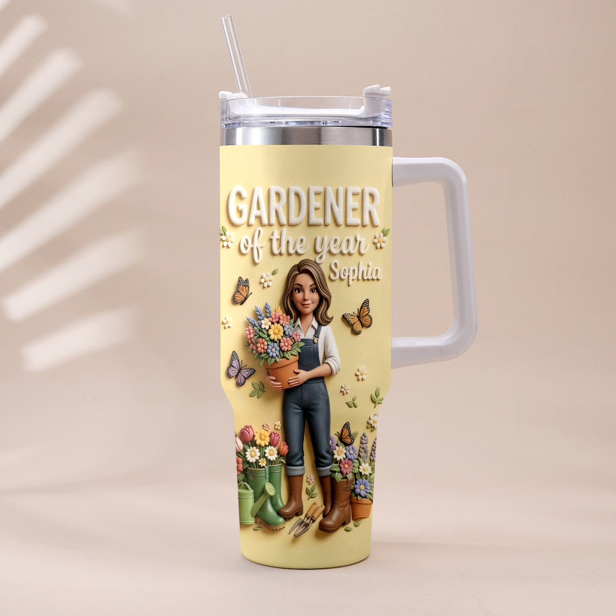Gardener Of The Year - Personalized Gardening Tumbler With Plush Charm