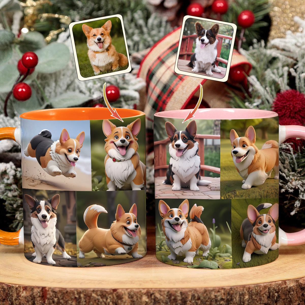 Cartoonize Pet Photos Collage - Gift for dog lovers, cat lover - Personalized Accent Mug