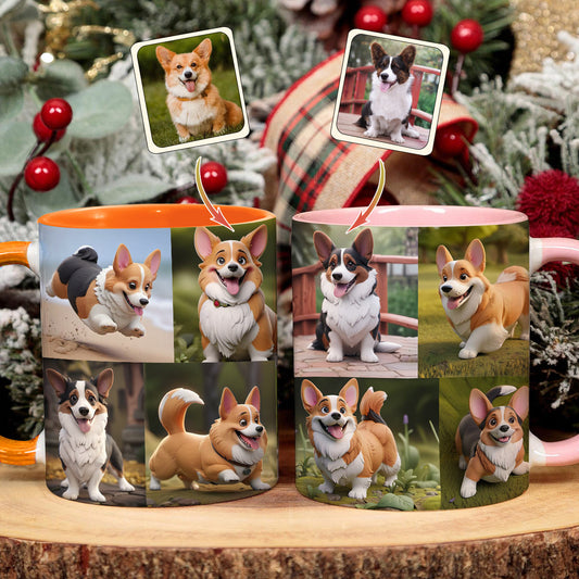 Cartoonize Pet Photos Collage - Gift for dog lovers, cat lover - Personalized Accent Mug