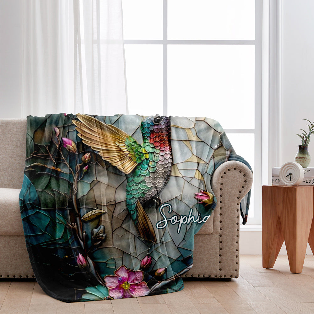 Artistic Hummingbird - Personalized Hummingbird Blanket