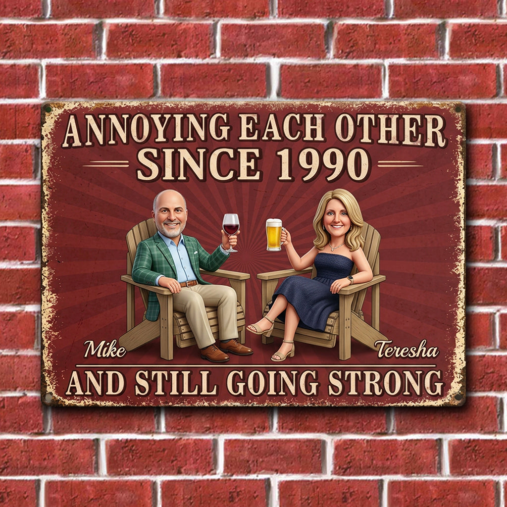 Annoy Each Other Since - Personalized Couple Rectangle Metal Sign