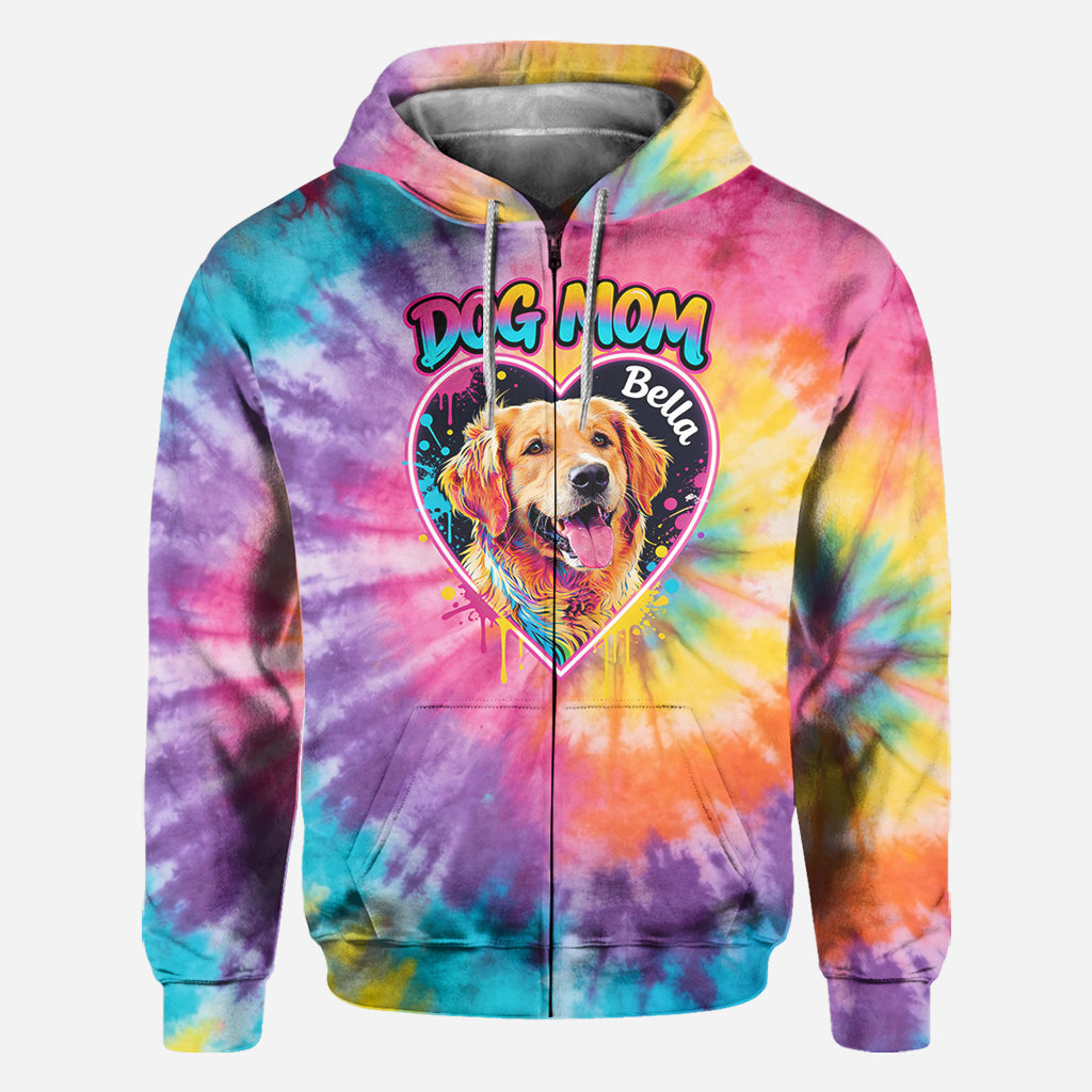 Custom Tie Dye Shirt For Dog Mom/ Dog Dad/ Cat Mom... - Personalized Dog All Over Shirt