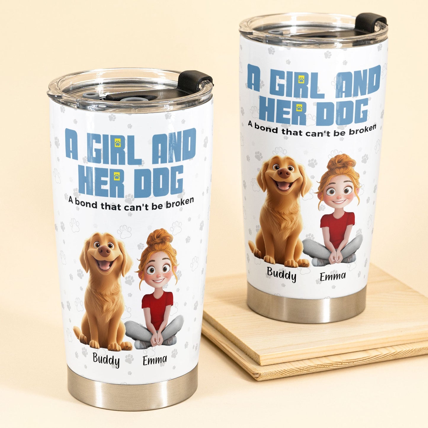 A Girl and Her Dog – Custom Insulated Travel Tumbler, Gift for Dog Lovers