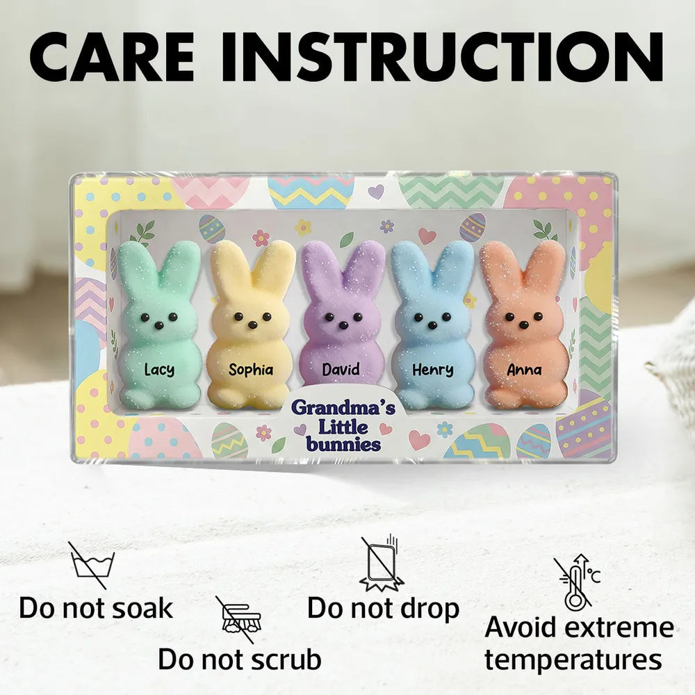 Personalized Rectangle Acrylic Block Plaque for Grandma, Pastel Easter Bunnies Desk Decor, Unique Gift She'll Love