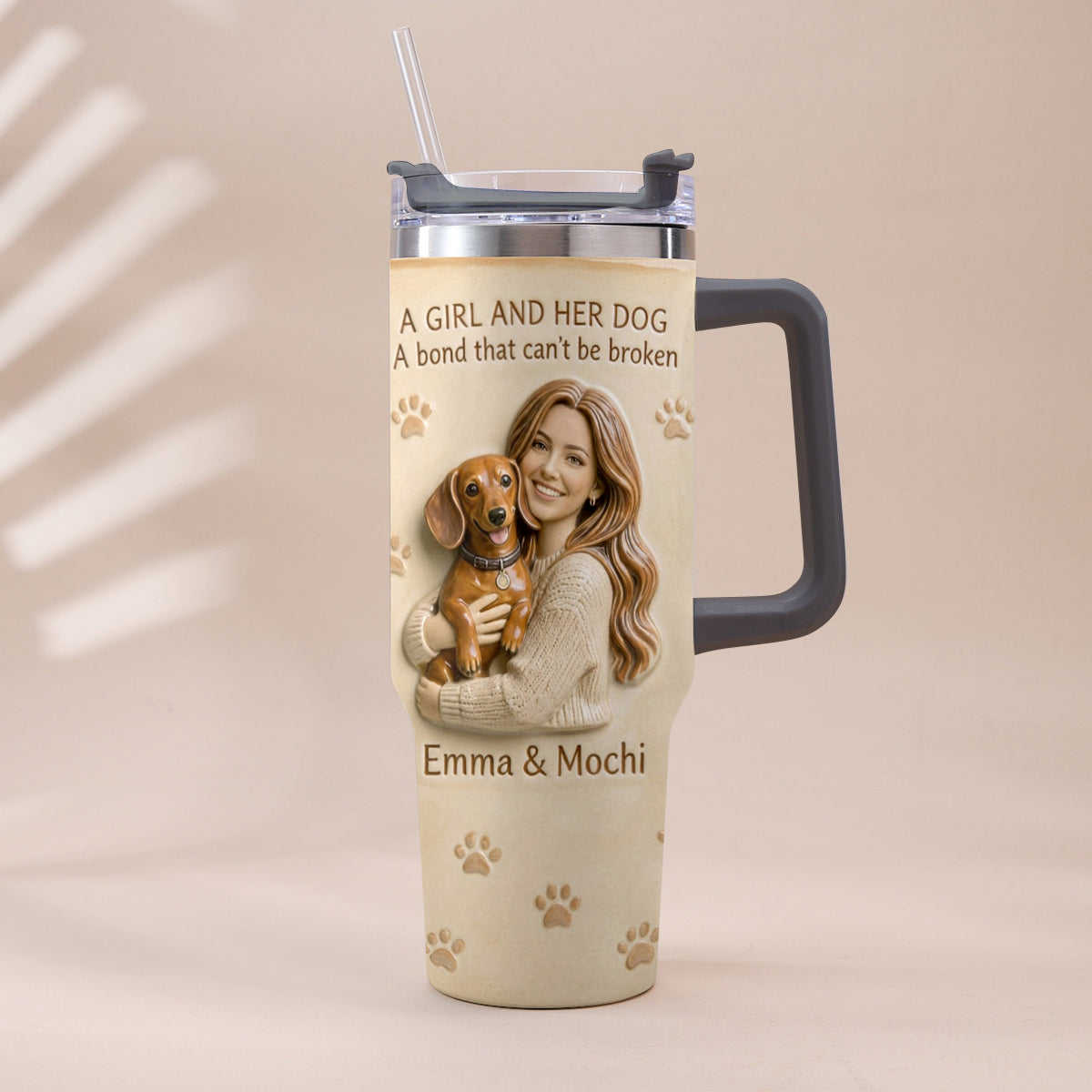 Always By My Side - Personalized Dog Tumbler With Plush Charm