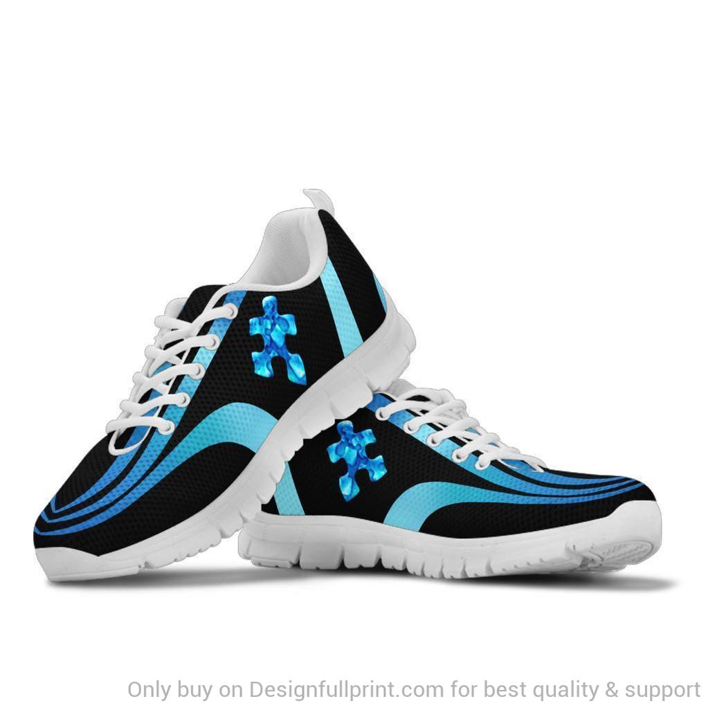 Autism Hologram Running Black Or White Sole - Autism Awareness Sneakers 0921