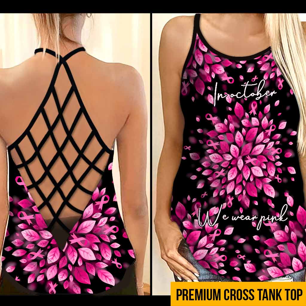 In October We Wear Pink - Breast Cancer Awareness Cross Tank Top