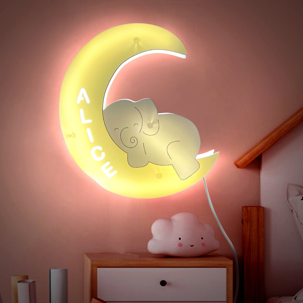 Cute Baby Elephant - Personalized Kid Baby Elephant Wall Light