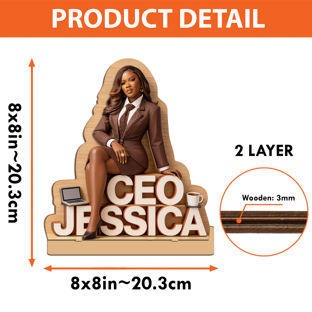 Custom Table Name Plate For Officer - Personalized Colleague 2 Layered Big Freestanding