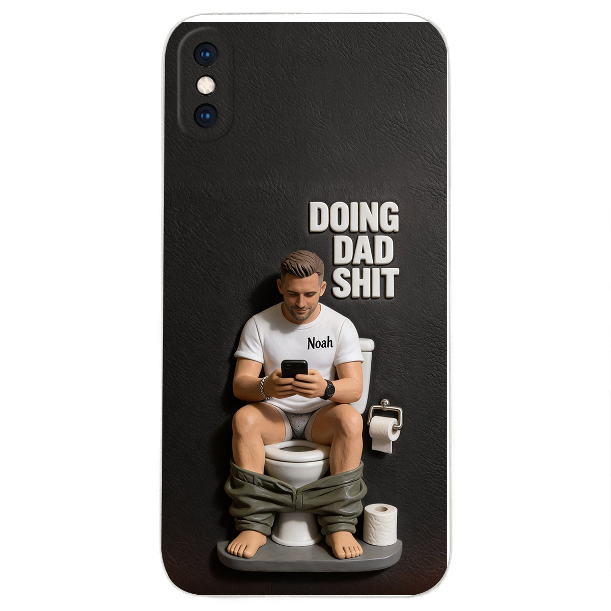 Doing Dad Shit - Personalized Father 3D Embossed Leather Phone Case