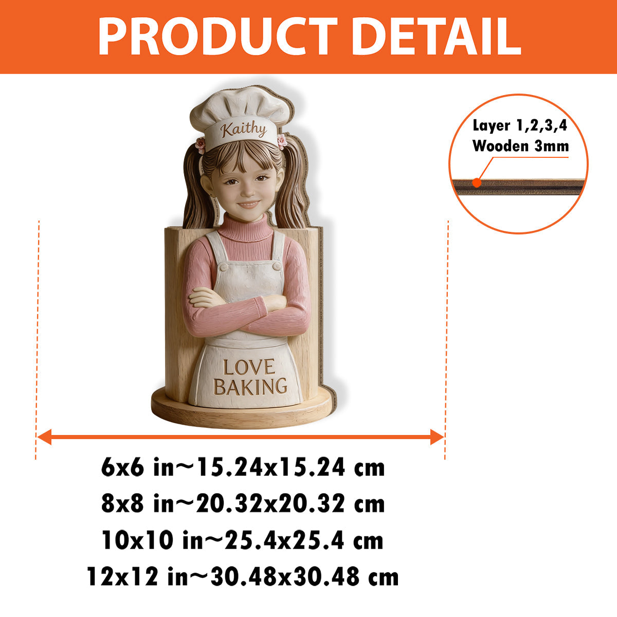 Love Baking - Personalized Wooden Baking Utensils Holder