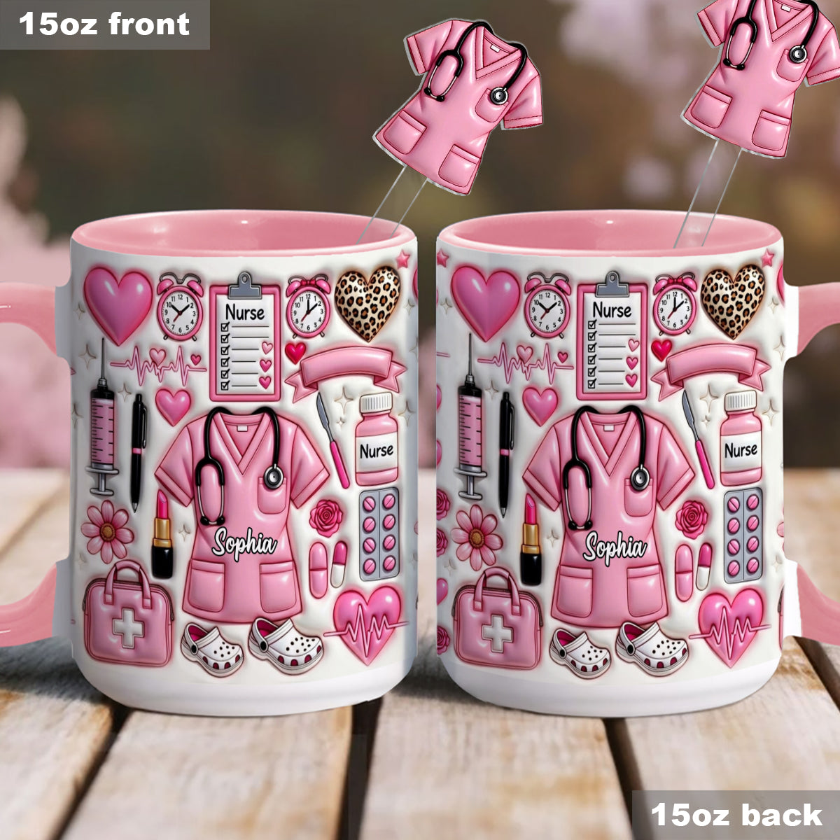 Love Being A Nurse - Personalized Nurse Set Accent Mug with Acrylic Stirrers