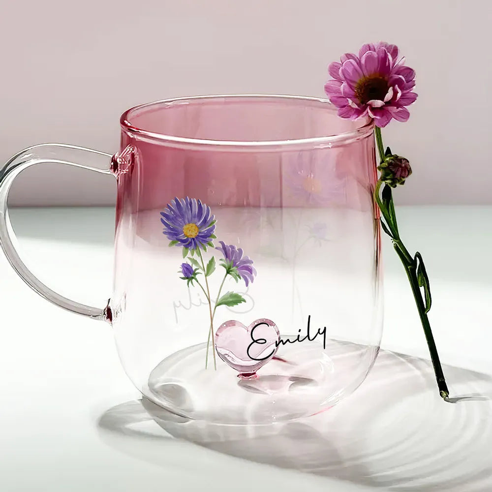 Blooming Gradient Glass Mug – Gift for Sisters, Wife, or Grandma