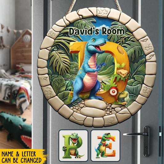 Dinosaur Letter - Personalized Kid Custom Shaped Wood Sign