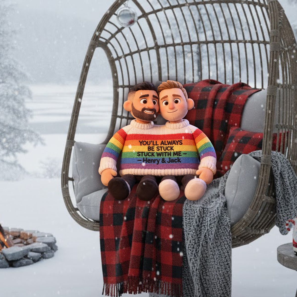 Custom Any Photo Love Is Love - Personalized LGBT Support Premium Faux Fur Pillow