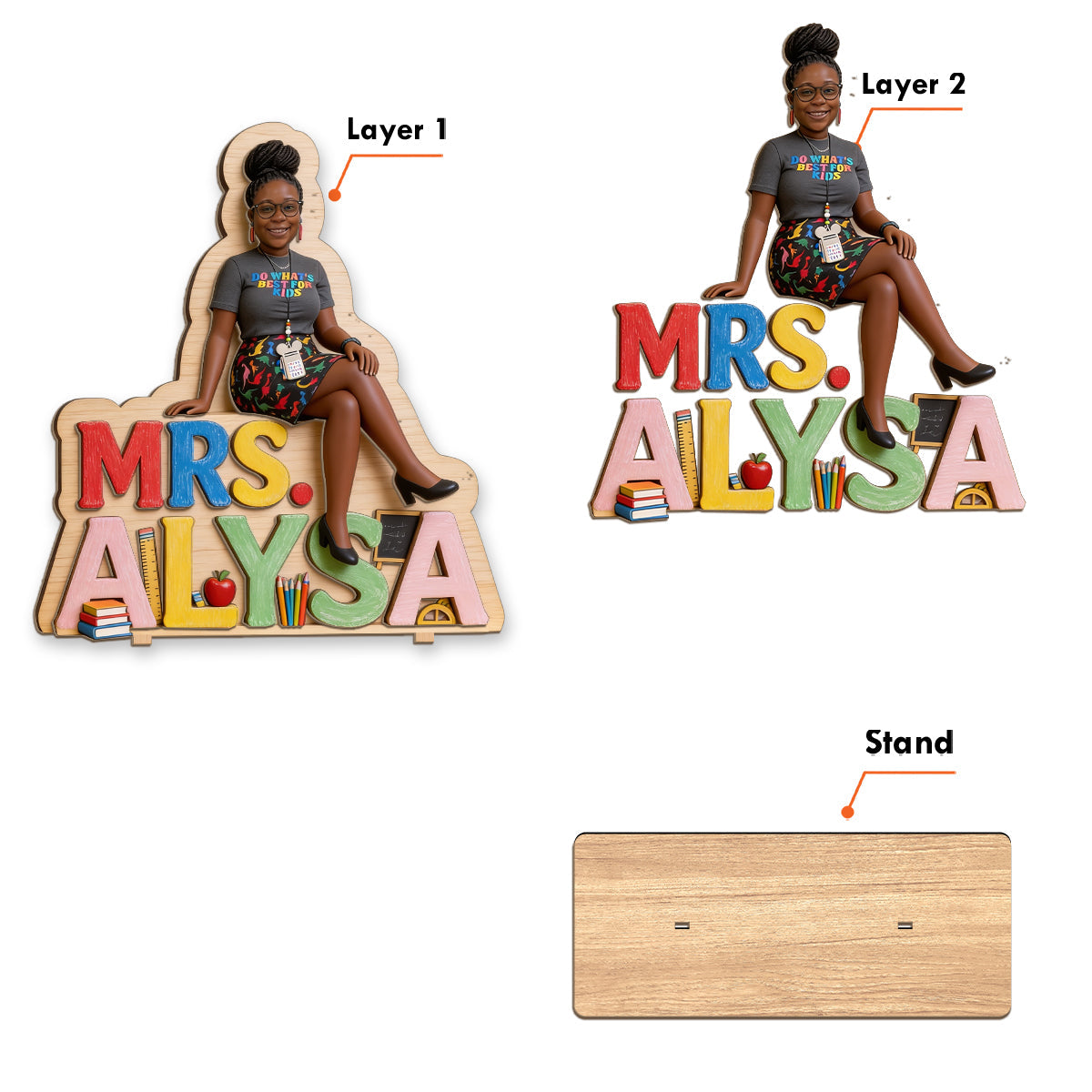 Gift For Teacher - Personalized Teacher 2 Layered Big Freestanding