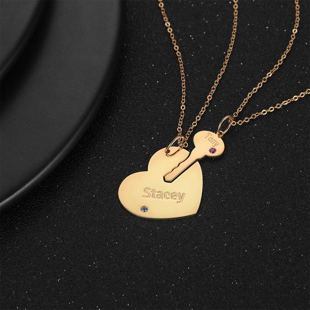 You Are My Key - Personalized Couple Engraved Name Couple Necklace