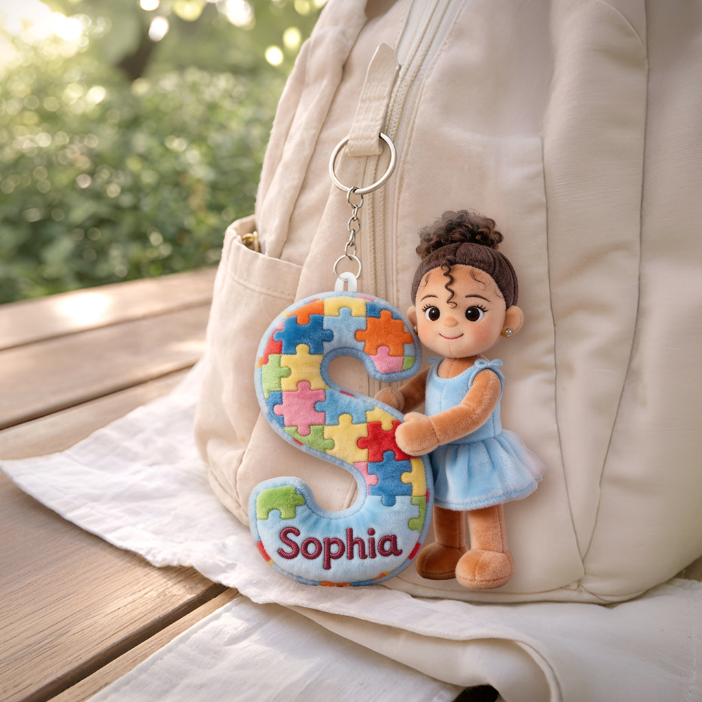 Autism Awareness Alphabet - Personalized Autism Awareness Plush Keychain