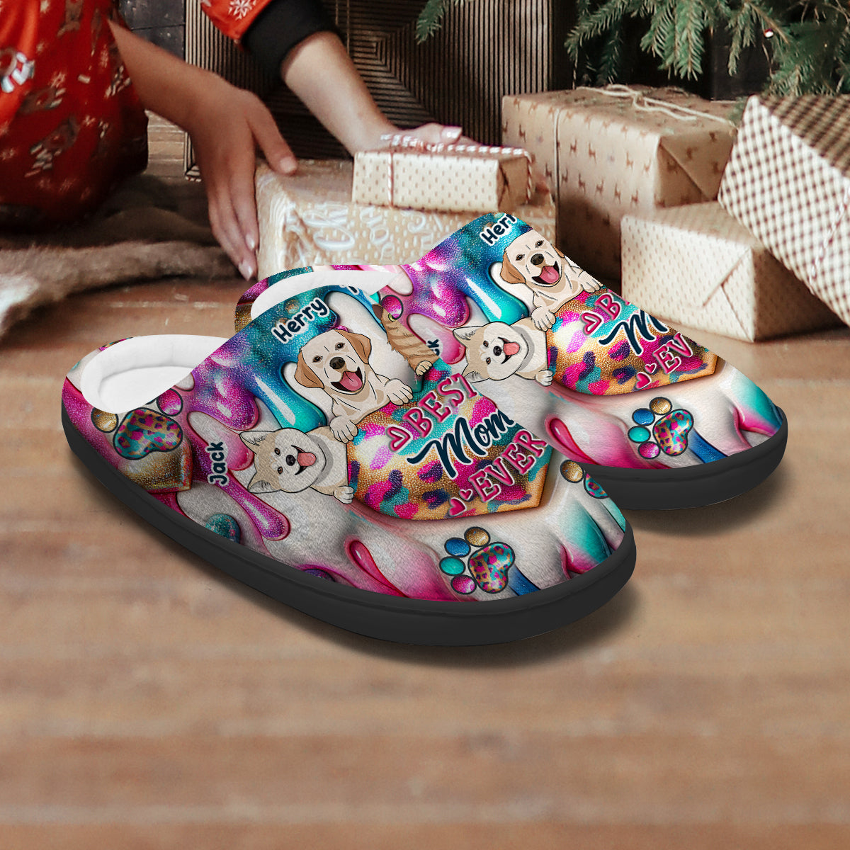 Best Mom Ever Fur Mama - Personalized Dog Slippers