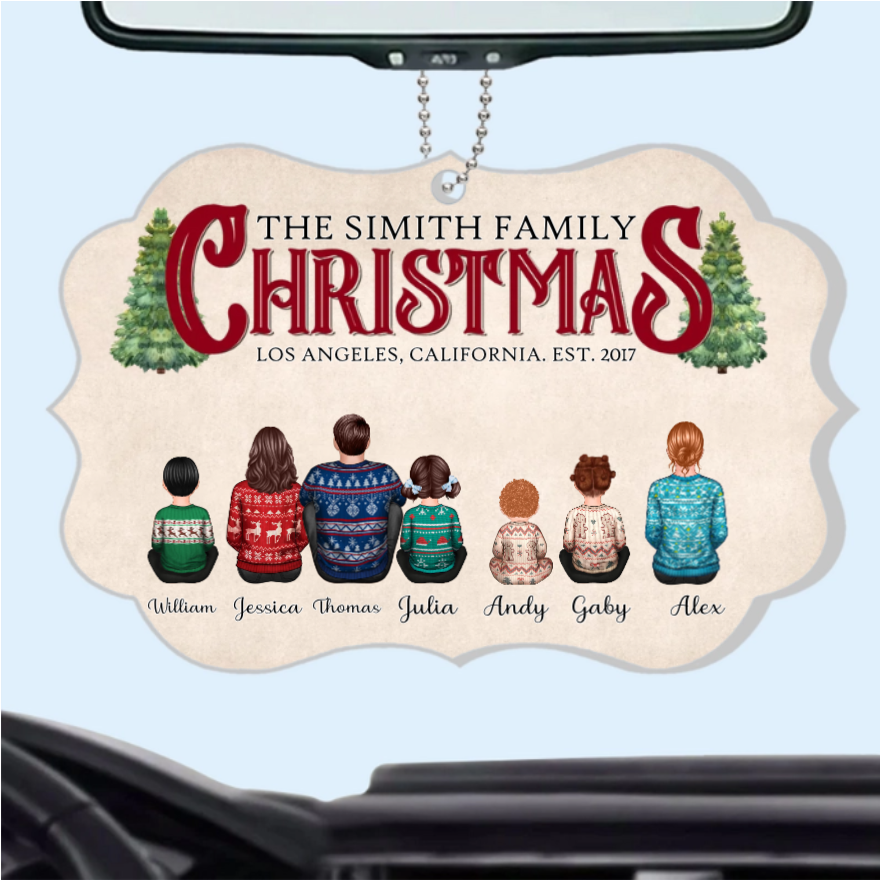 Christmas Family Sitting Together Personalized Poster, Christmas Decoration