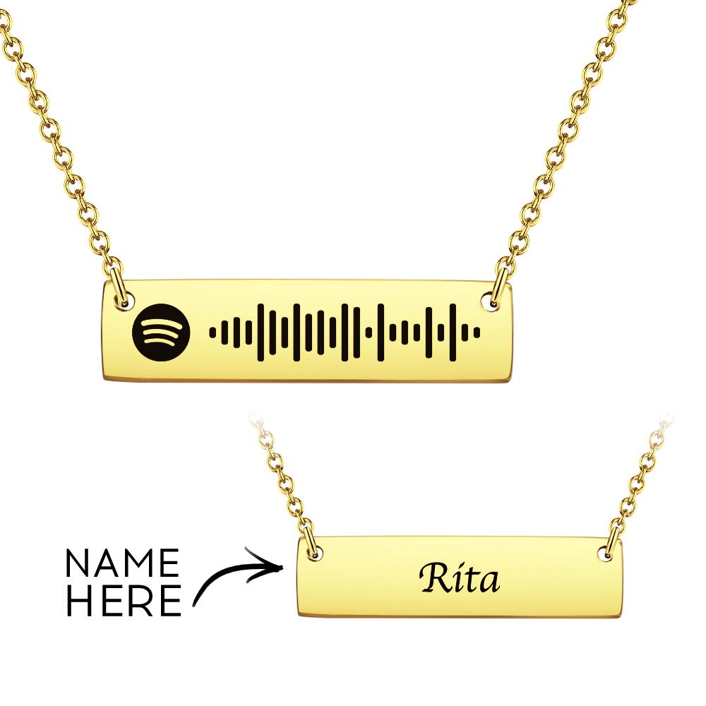 Personalized Bar Spotify Code Engraved Name Charm