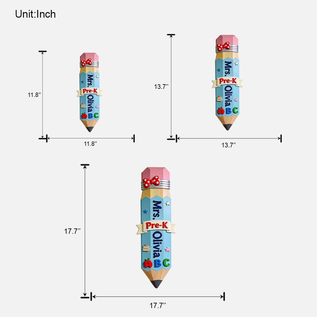 Giant Pencil 3D Shaped Wall Sign - Personalized Teacher Custom Shaped Wood Sign