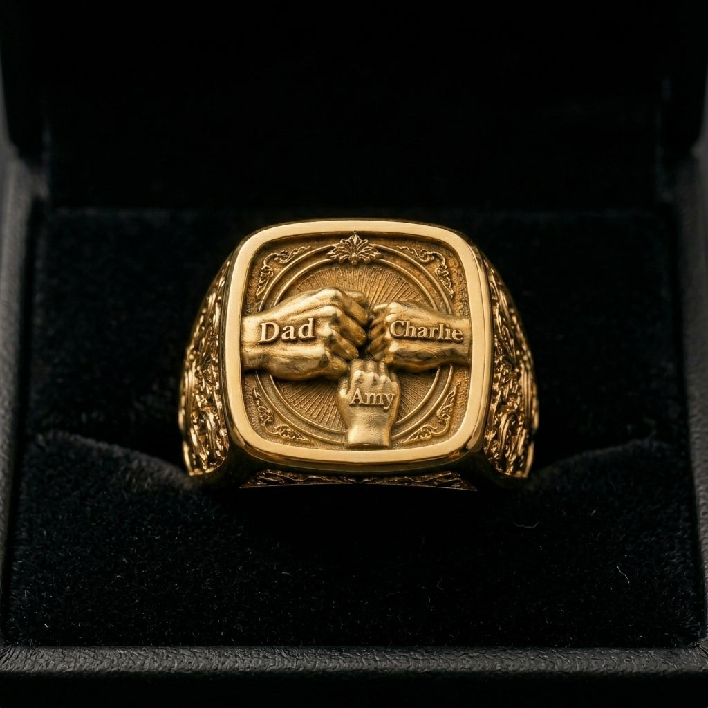 Best Dad Ever - Personalized Father Adjustable Shaped Ring