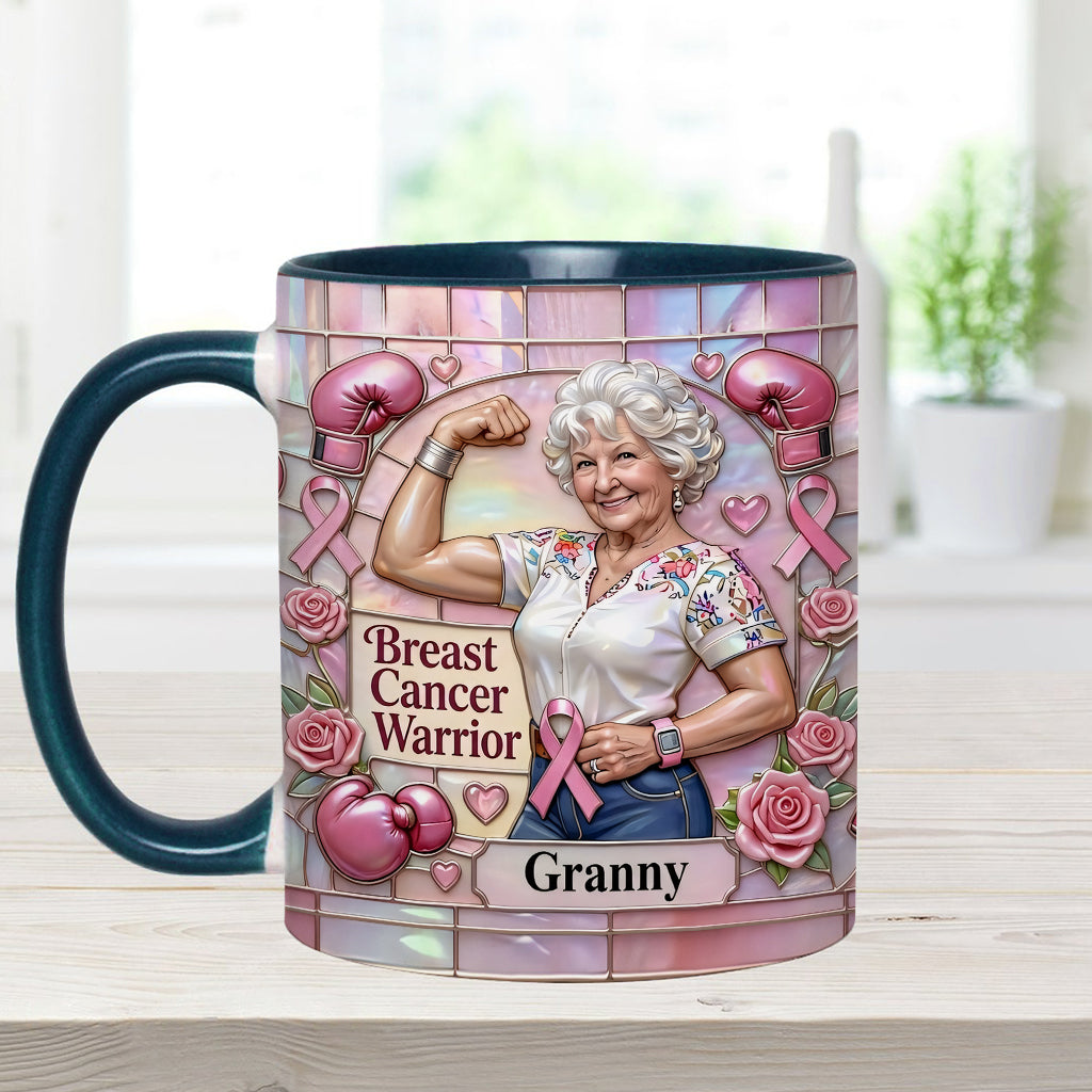 I'm A Warrior - Personalized Breast Cancer Awareness Accent Mug & Coaster