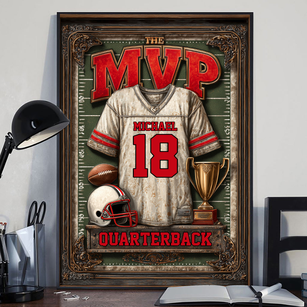 Gift For Football Son/ Daughter - Personalized Football Canvas And Poster