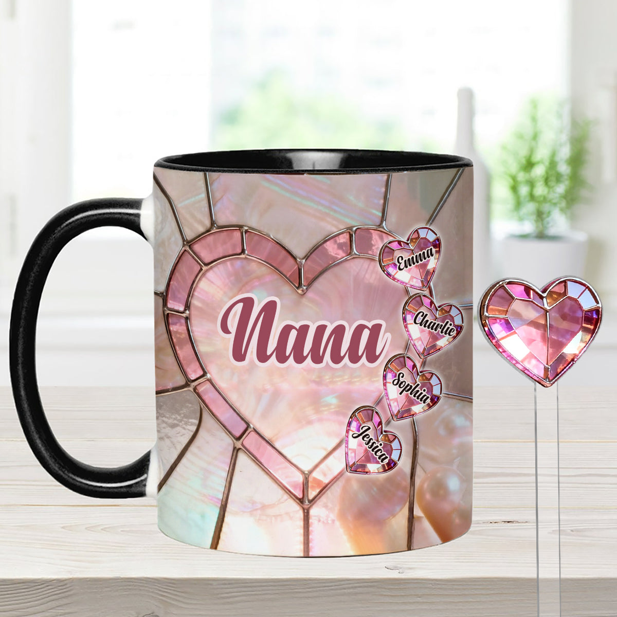 Blessed To Be Called Nana Mama Gigi Grandma - Personalized Grandma Set Accent Mug with Acrylic Stirrers