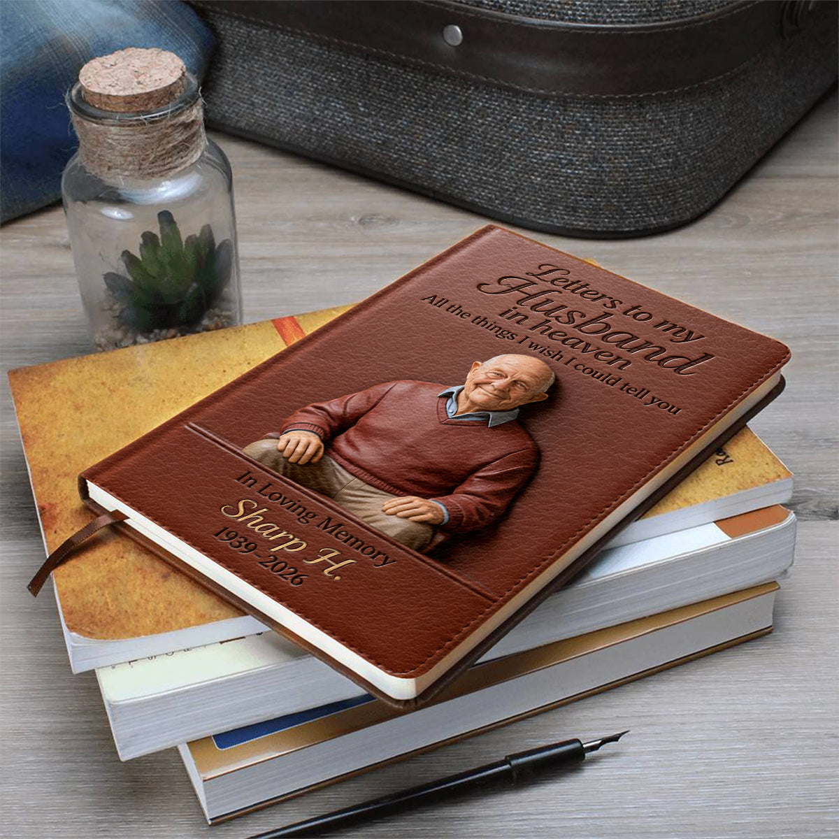 Letter To Heaven - Personalized Memorial Leather Journal