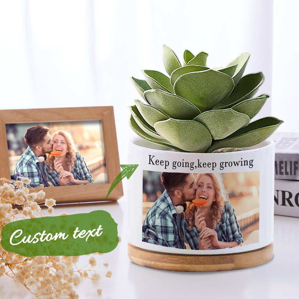 Custom Text & Photo Plant Pot - gift for her, plant mom, wife, mom - Personalized Ceramic Pot