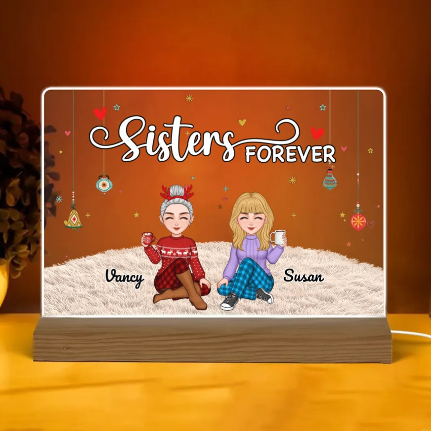 Sisters Forever - Personalized Cup,Keychain,Plaque,Ornament, Poster,   Blanket & Sign - Christmas Gift for Sisters