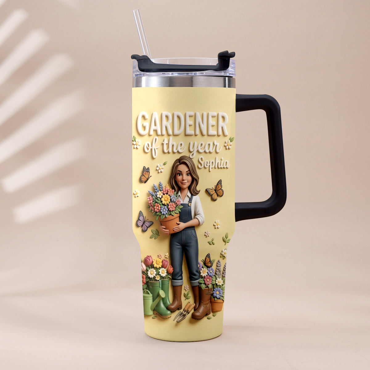 Gardener Of The Year - Personalized Gardening Tumbler With Plush Charm