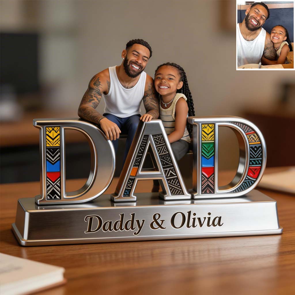 Black Father - Personalized Father Custom Shaped Acrylic Plaque