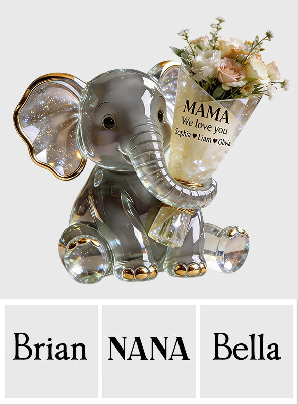 Elephant Holding Flowers - Personalized Mother Acrylic Pot