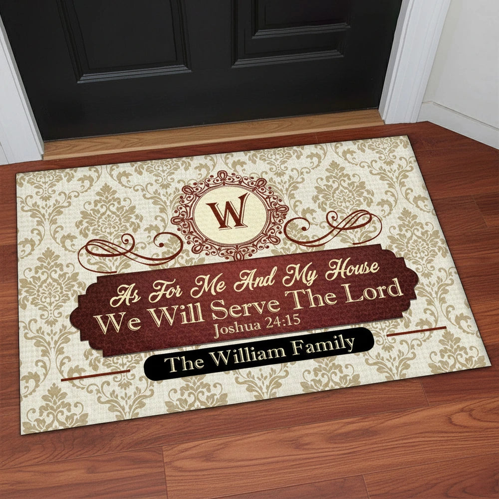 Personalized Doormat As For Me And My House We Will Serve The Lord Unique Christian Home Entry Gift