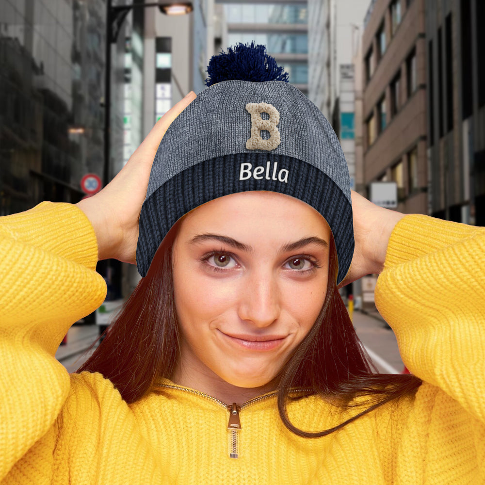 Initials Name Custom Alphabet - Personalized Family Beanie Hat