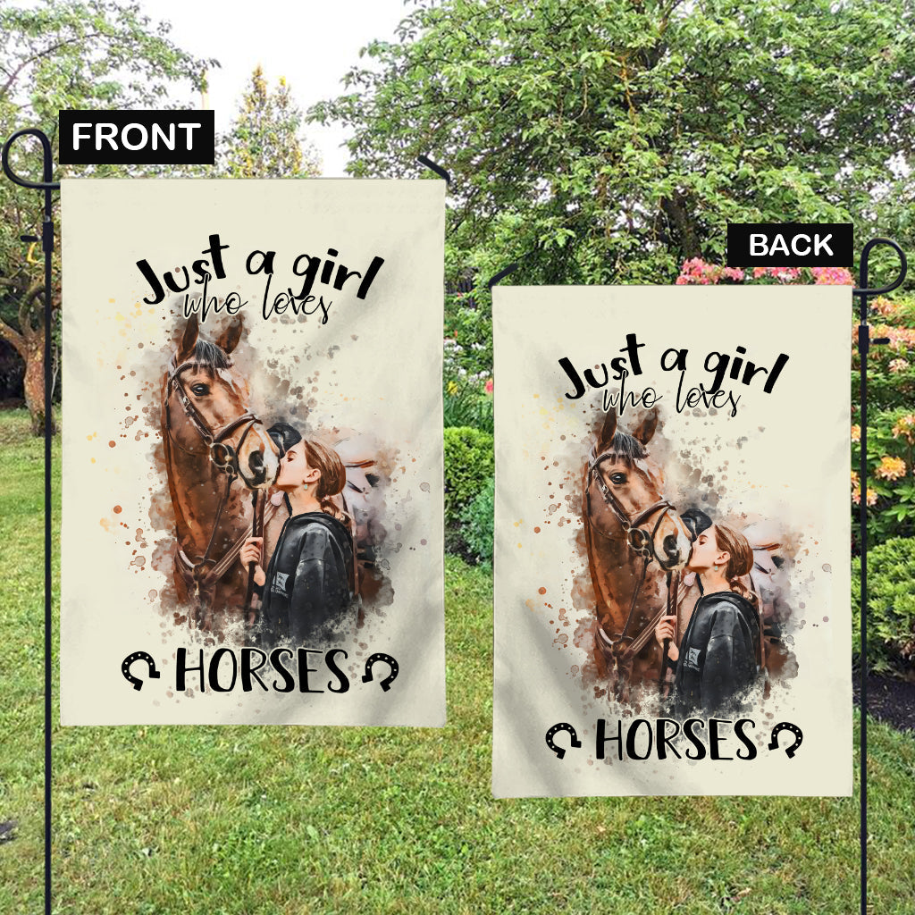 Just A Girl Who Loves Horses - Personalized Horse Garden Flag