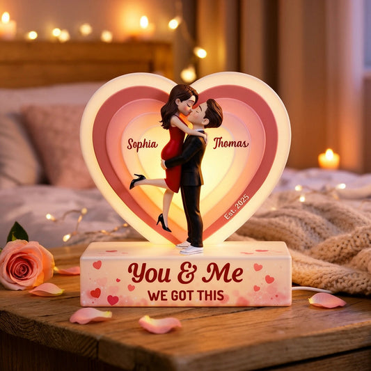 Acrylic Light Box You & Me Love Night Light With Warm Heart Design Unique Creative Gift For Couple Anniversary Or Valentine's Day