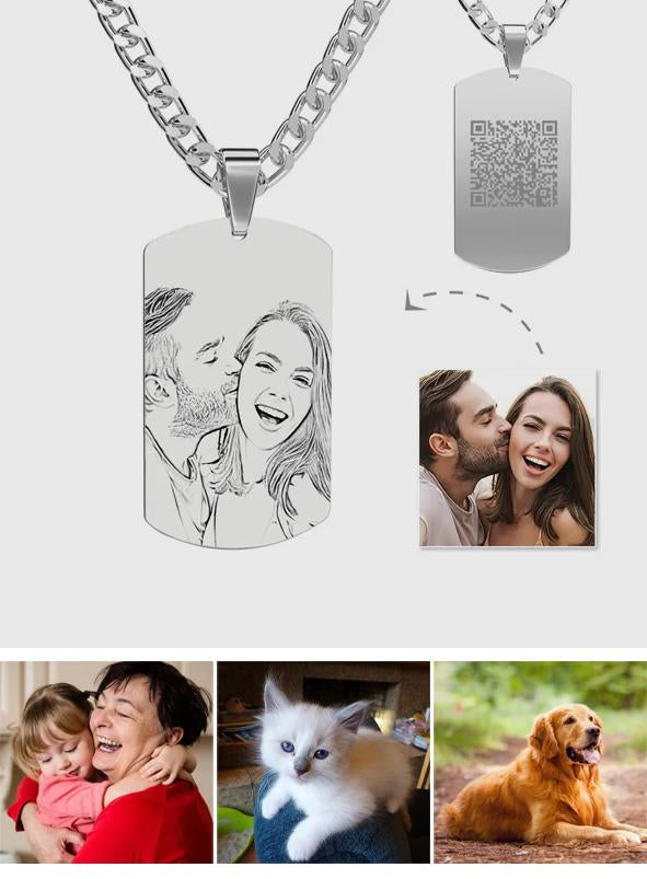 Any Photo - Personalized Engraved QR Code Necklace