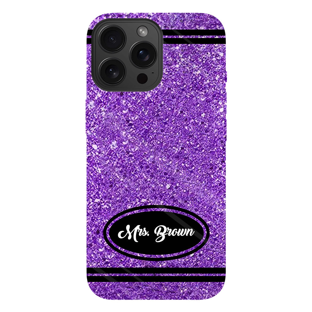 Artificial Glitter Crayon Design - Personalized Teacher Full Print Phone Case & Phone Grip