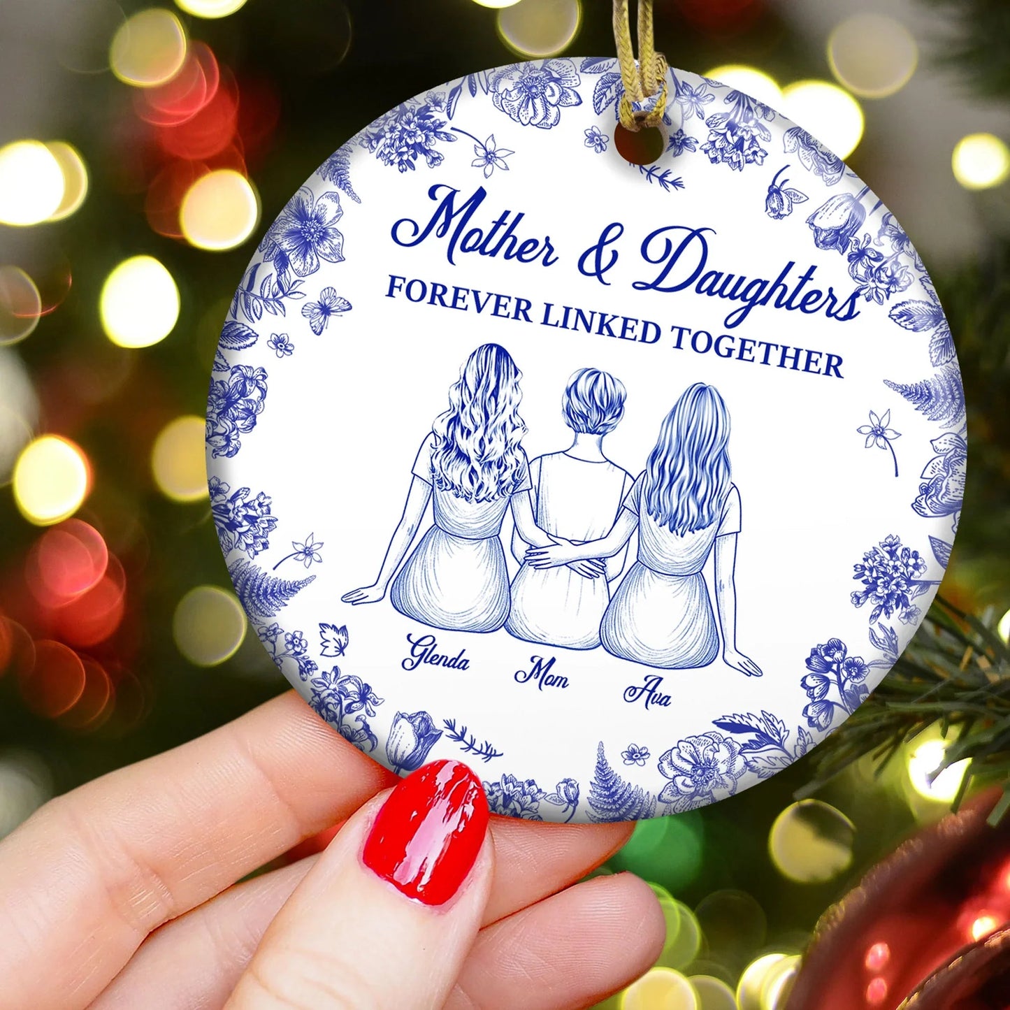 Mother Daughter Ceramic Ornament with Heartwarming Bond, Perfect Gift for Holidays