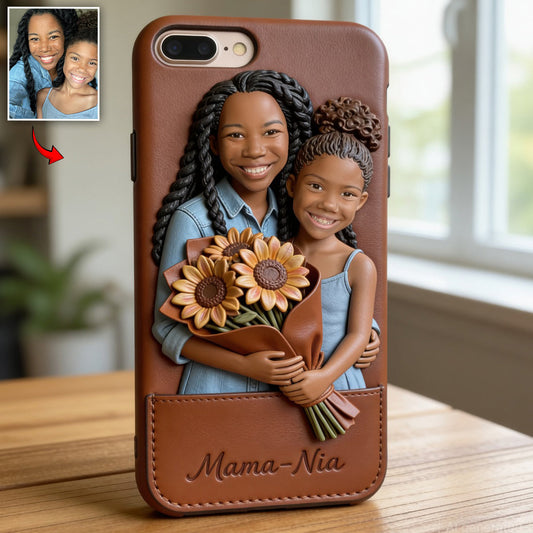 I Love You - Personalized Mother 3D Embossed Leather Phone Case