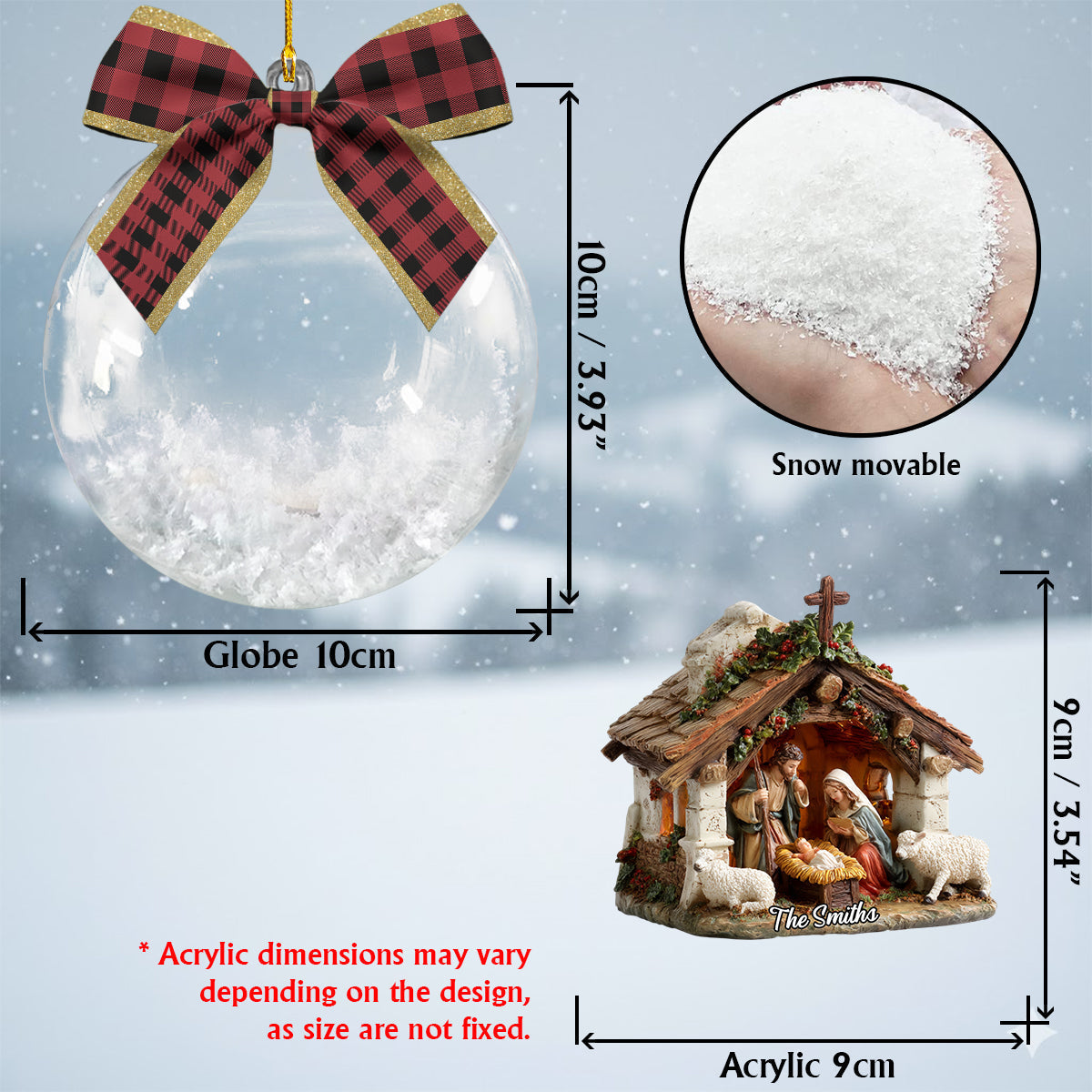 In God We Trust - Personalized Christian Snow Globe Ornament With Bow