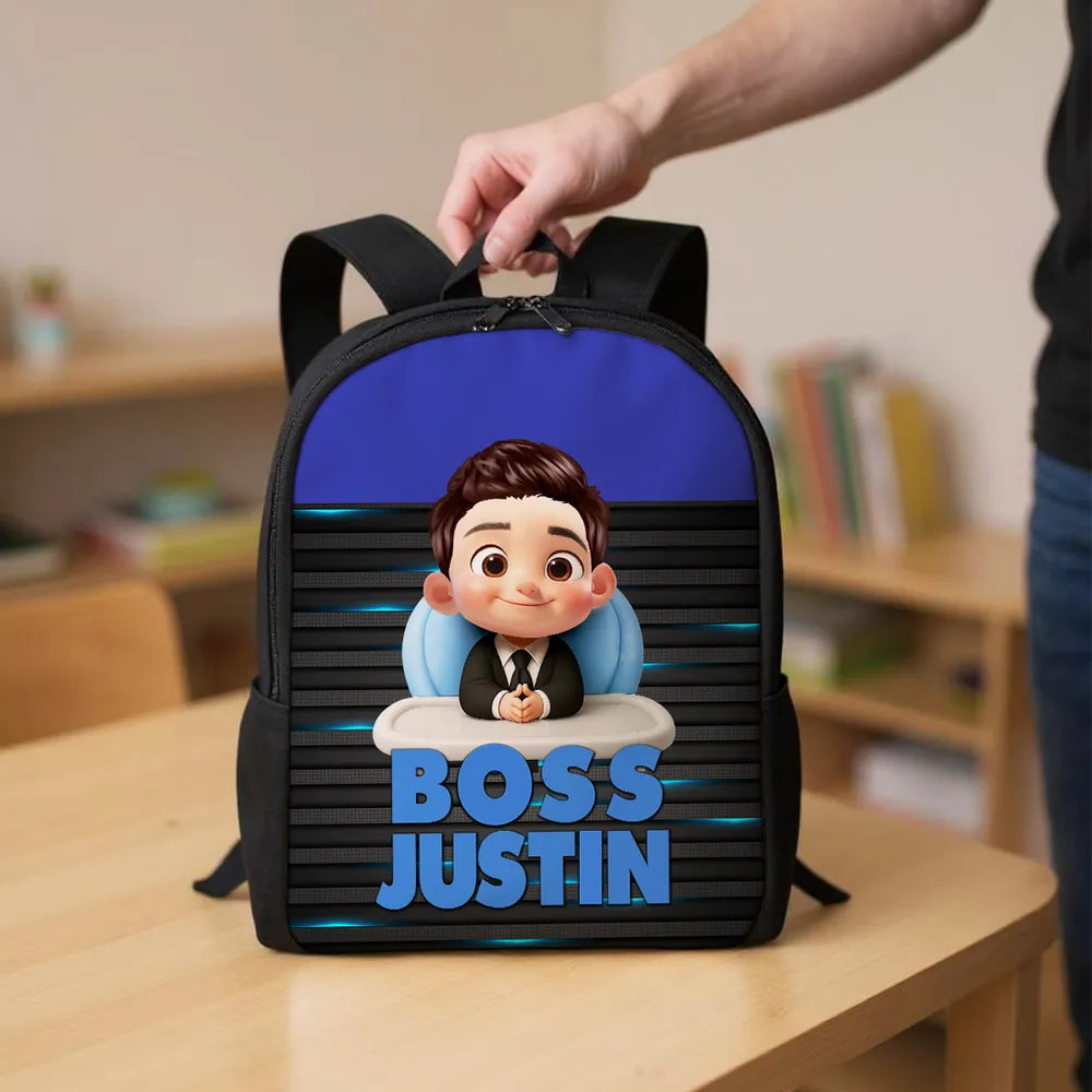Kids Personalized Backpack 'Boss-in-Training' for School